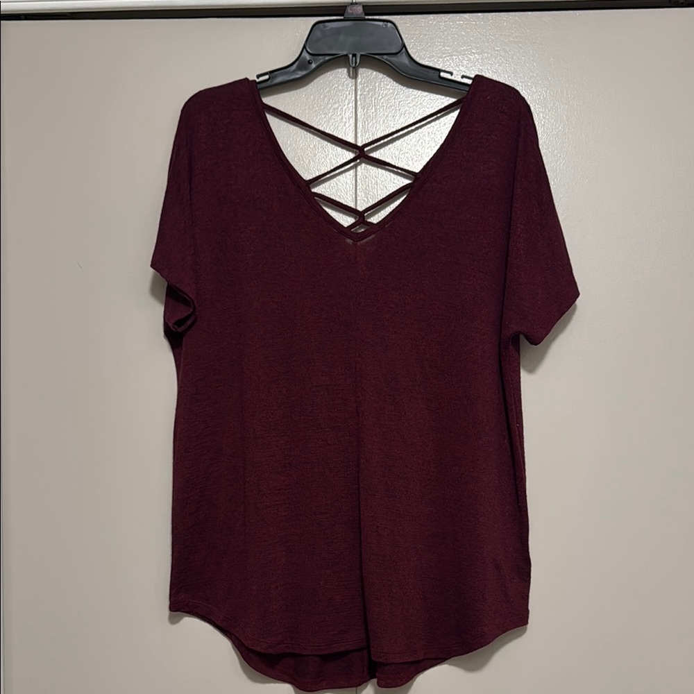 a.n.a Red Backless Short Sleeve Tee
